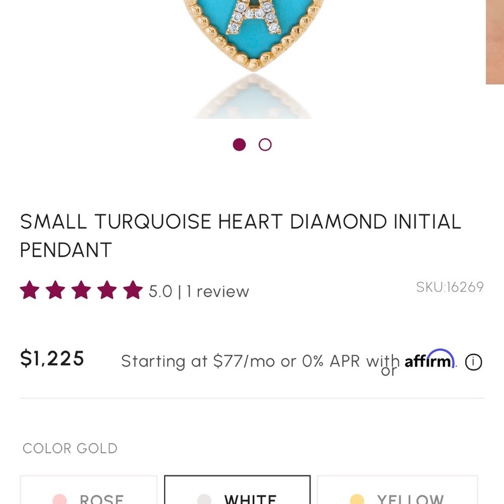 Gold and Turquoise Heart Diamond Initial Pendant